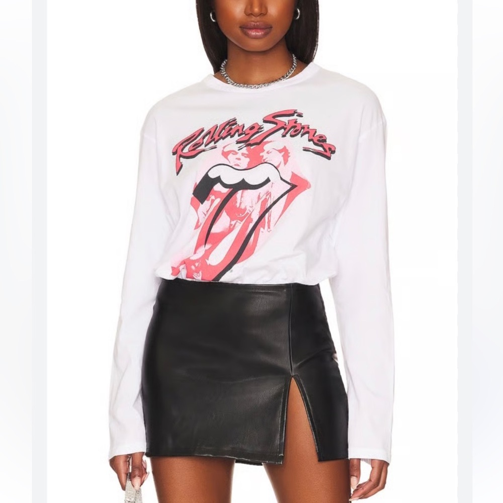 Daydreamer Rolling Stones White Graphic Long Sleeve Tee